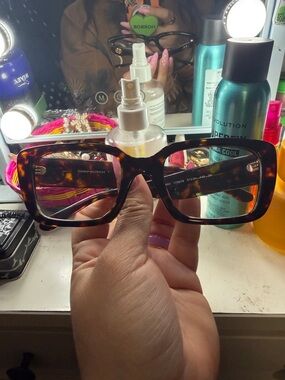 Tory Burch glasses with Orange Saffiano Leather Continental Wallet case